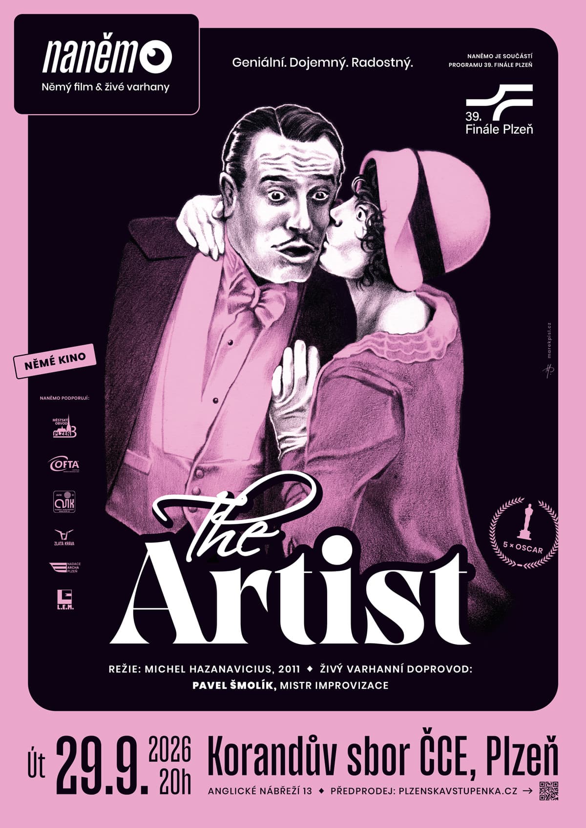 Plakát NANĚMO - The Artist s živým varhanním doprovodem v Korandově sboru v Plzni